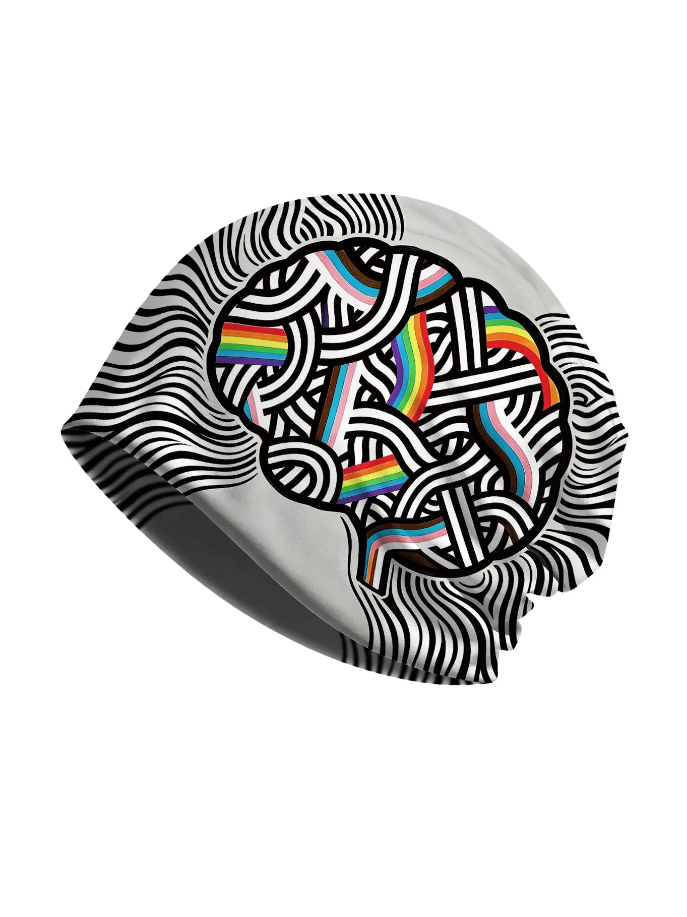 Rainbow-colored, Pride Month themed accessories, brain pattern, open-top beanie, outdoor hats, outdoor cycling hiking sports cap, unisex, festival gift