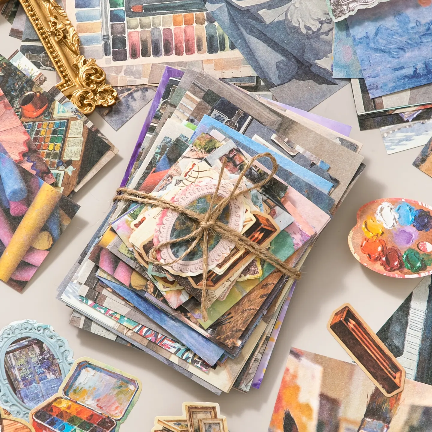 100pcs, Large Amount Material Paper, Vintage Scrapbook Paper, Notepad Scrapbook Supplies Set, Aesthetic Decorative Craft Paper, Suitable for Planning Books Bullet Journaling、 Garbage Logs, Vintage Crafts