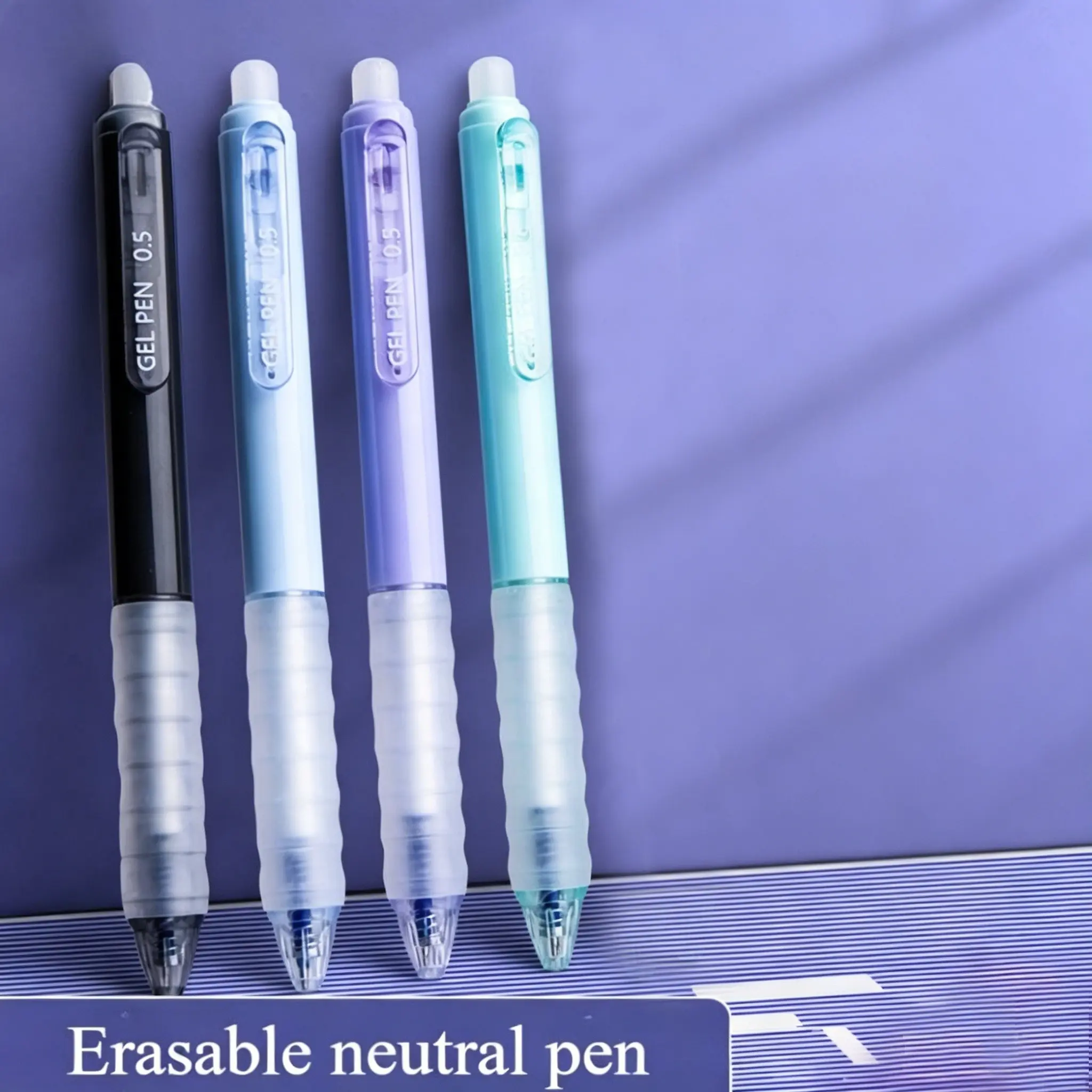 4/8pcs, retractable eraser pens, 0.5mm black/blue erasable gel pens, quick-drying erasable pens and erasers, back to school season, school supplies, cute stationery, school colors, stationery, writing pens