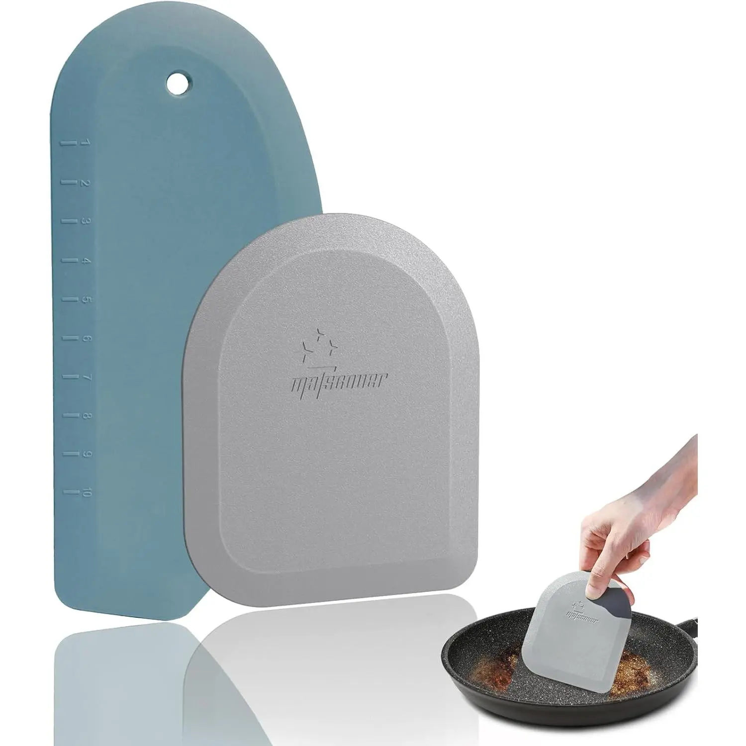 Bowl Scraper Dough Scraper Tool, 2 count  Bench Scraper for Kitchen | Bench Scraper for Baking, Kitchen Pastry Scraper for Bread, Cake, cheese, Cream, Honey,  Scraper with Curved , Blue