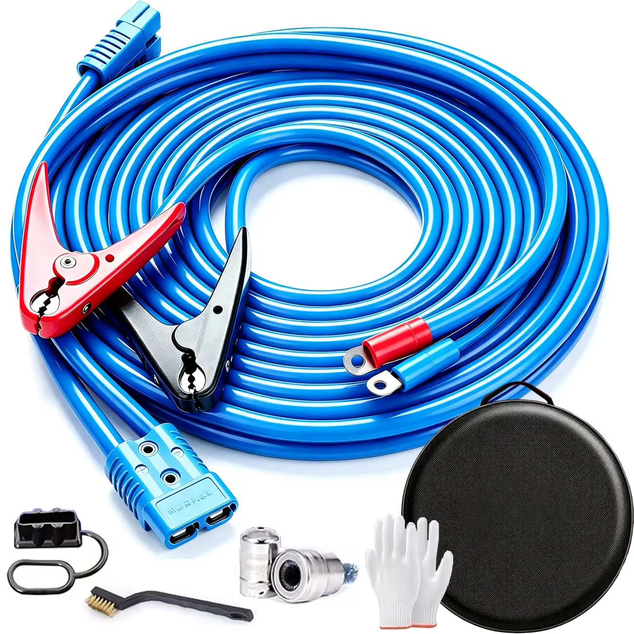 Heavy Duty 1 Gauge 30 ft Booster Jumper Cables, 800A Automotive Quick Connect Cables with Carry Bag