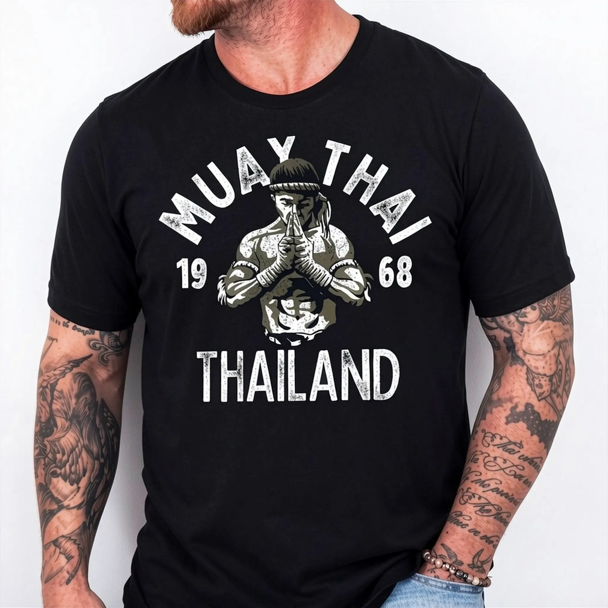 100% Cotton Top Muay Thai Thailand Vintage Tiger Fighter Training Gift T-Shirt
