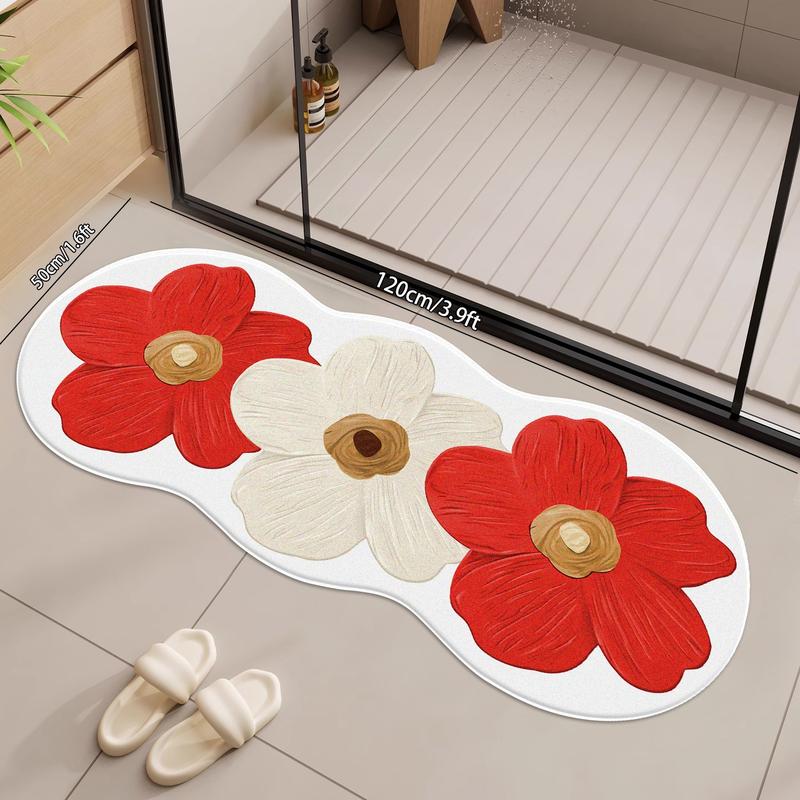 Special-Shaped Floral Plush Rug, Decorative Rug, Soft Thick Non-Slip Carpet for Living Room, Bedroom, Dining Room or Kitchen Decor
