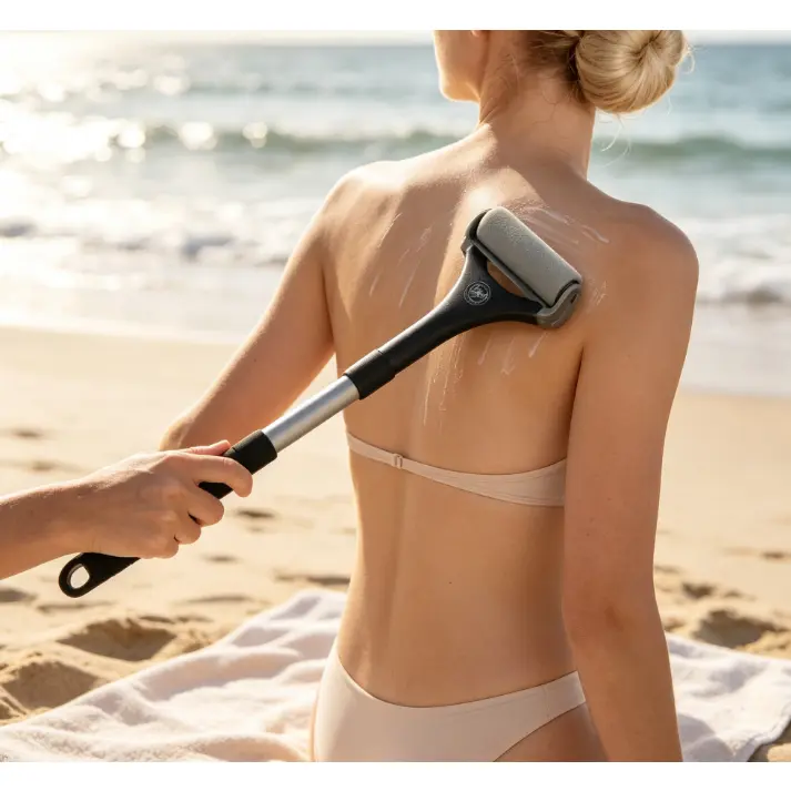 Telescoping Back Skin Lotion Applicator Stick Up to 23 Inch, Angled Long‑Handle Sunscreen Roller for Seniors & Limited Mobility Users