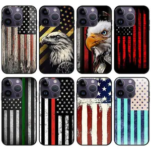 Patriotic Bald Eagle American Flag Phone Case For iPhone 17 Promax 17E 16 15 14 13 12 11 Pro Max 17Air Plus Anti-Fall Transparent shockproof protection Soft silicone Back Cover