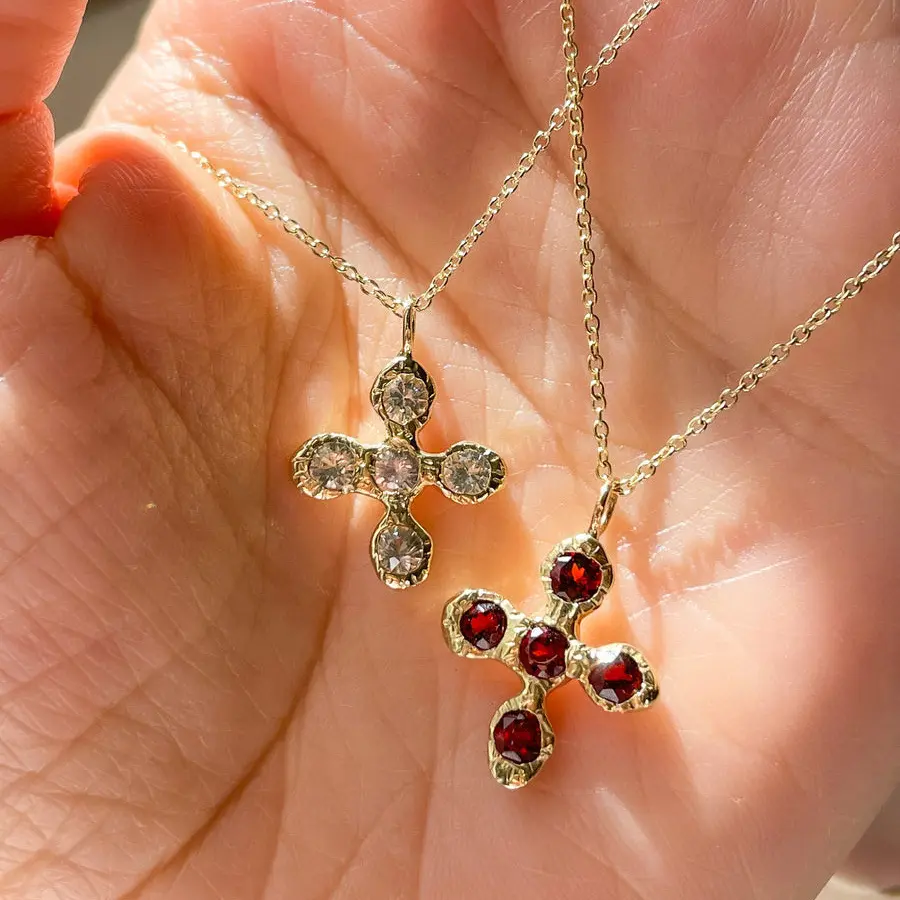 Light Luxury Floral Cross Pendant Delicate Zircon Necklace