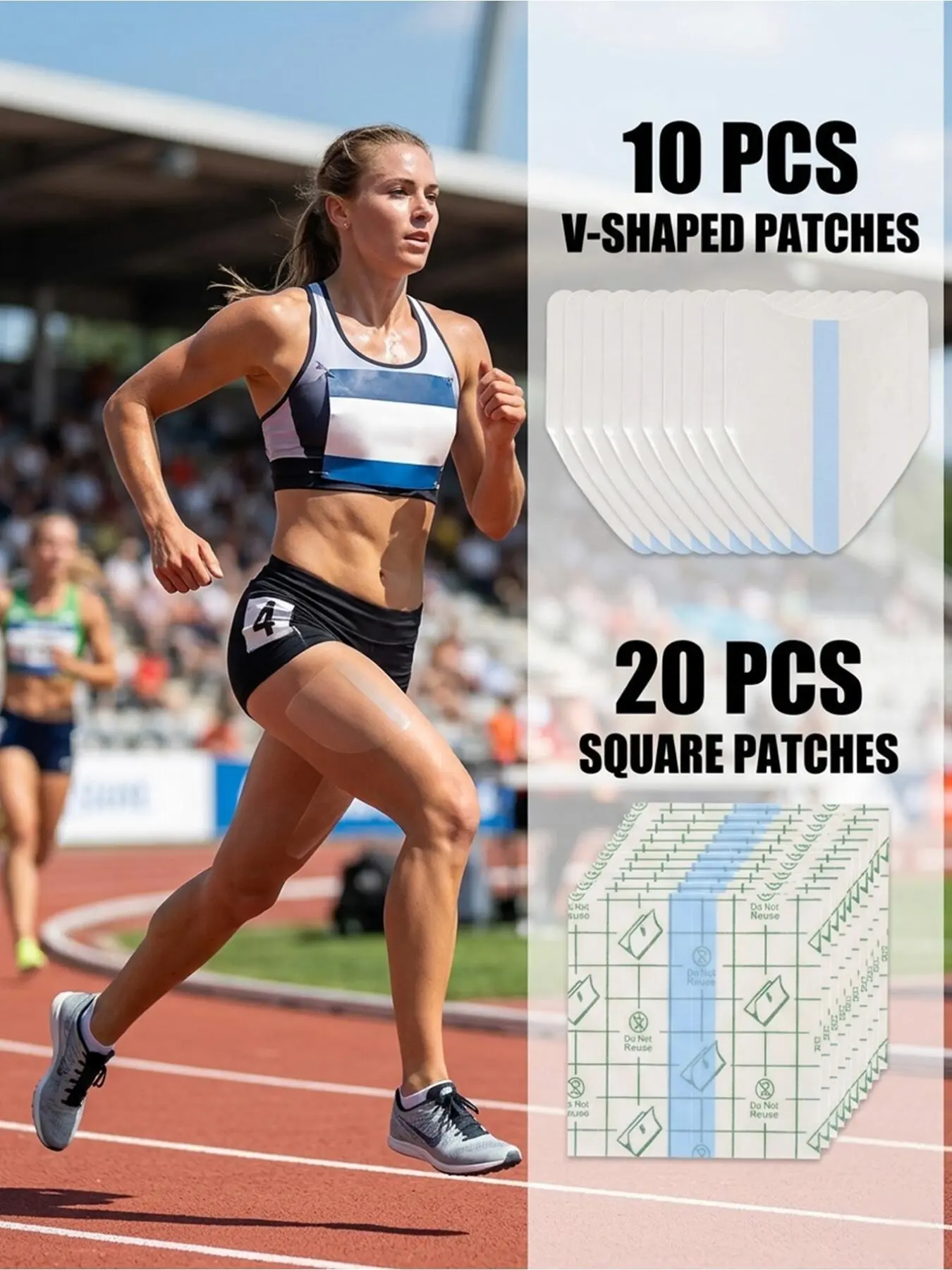30PCS Skin Lifting Patches, V-Shaped & Square Combination, Gentle & Comfortable Body Patches for Thigh Care, Easy Tear-Open Design, Reusable-Free Daily Use Stickers
