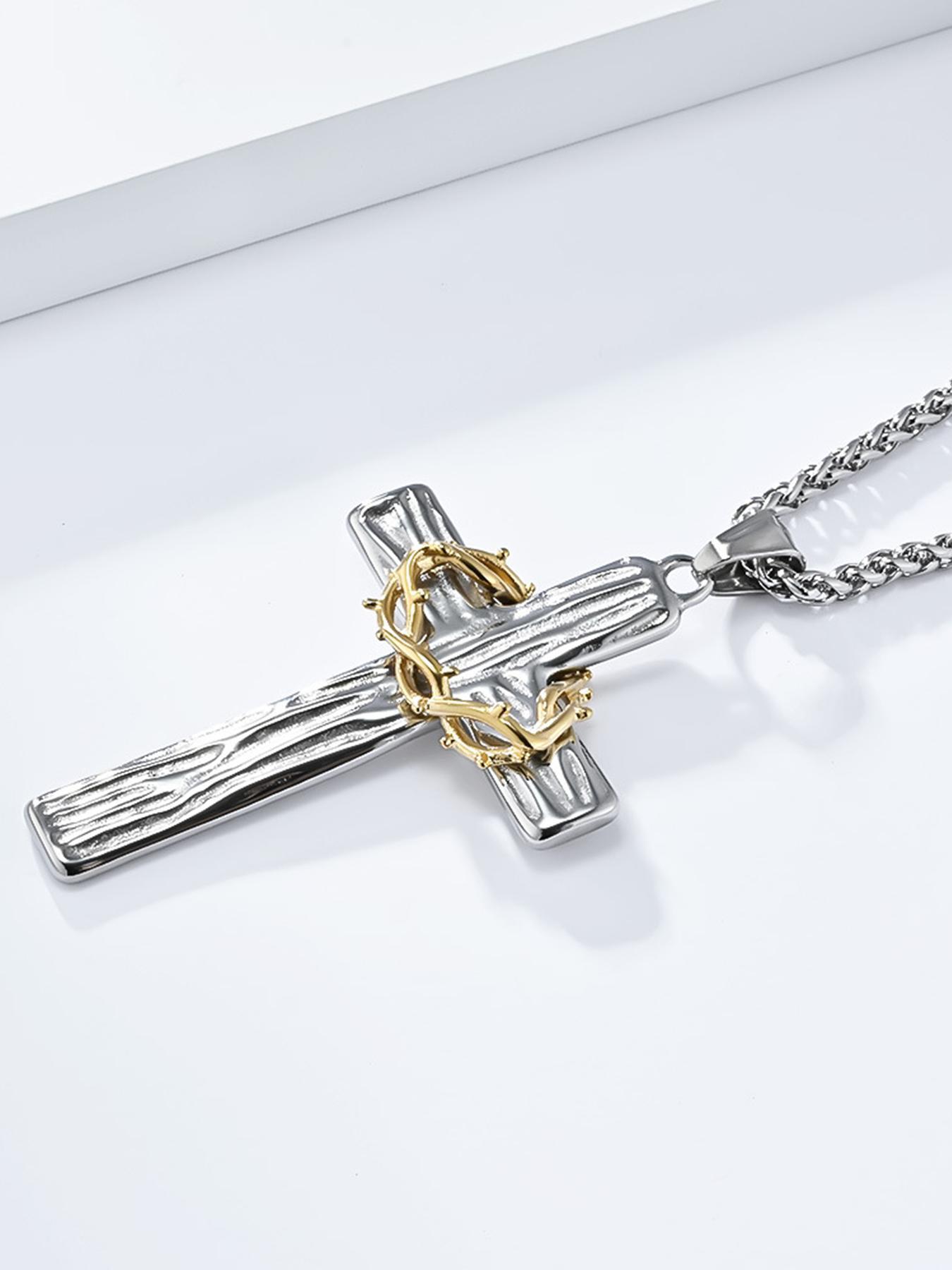 Men's Pendant Necklace, Cross Charm Necklace, Stainless Steel Jewelry for Party, Daily Clothing Decor, Trendy All-match & Exquisite Casual Trendy Jewelry for Birthday Gift