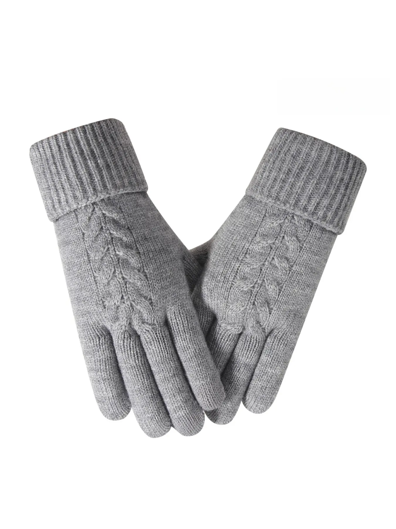 Warm Knitted Gloves for Women, Winter Riding Office Simple Cold-Proof Double-Layer Touchscreen Windproof Gloves