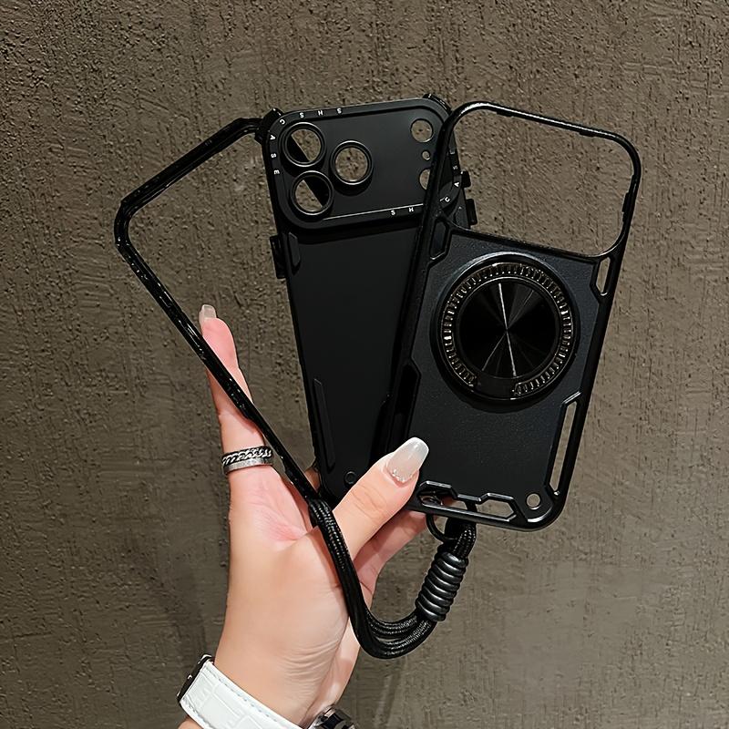 Phone Case: Three-in-one Shockproof and Anti-slip Stand Phone Case with Lanyard, Suitable for iPhone 15/15 Pro Max/16/16 Pro/16 Pro Max/16 Plus/17/17 Pro/17 Air/17 Pro Max. Detachable with a Lanyard for Hand Carrying, Rotatable Stand