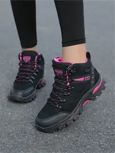 Women's Anti-Slip High-Top Hiking Boots, Fashionable Comfort Outdoor Trekking Shoes, Thick Sole Durable Climbing Work Boots, Outdoor Trekking Footwear