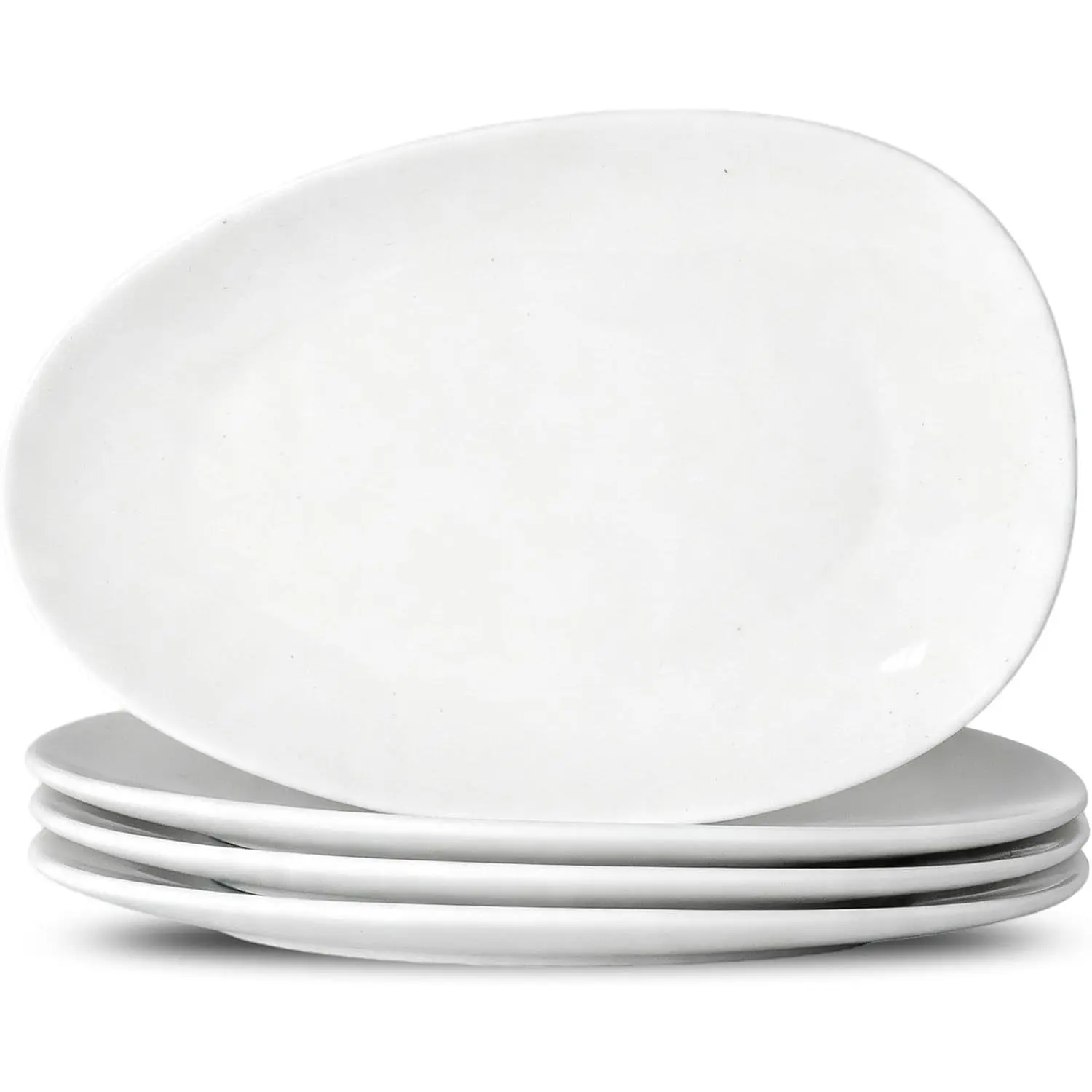 4 count Ceramic Appetizer & Dessert Plates, 6.5Inch Small Salad Plate | Small White Flat Plates, Mini Porcelain Kitchen Dish for Cake Snack Bread Butter, Microwave & Dishwasher Safe