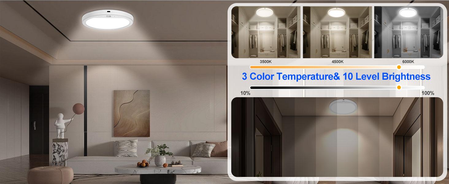 Sensor Ceiling Light with Remote Stick on Closet Light Battery Operated Ceiling Lights for Shower Shed Hallway Porch Stairs
