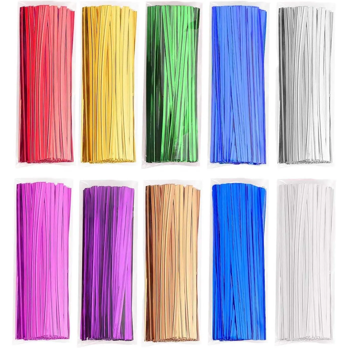 1000 count Metallic Twist Ties 10 Colors Twist Tie 4" Bread Ties Twist Ties for Bags Foil Twist Ties Bag Ties Colorful Twist Ties for Party  Wrapping Bags Cellophane  Bags Bread Candy Bags