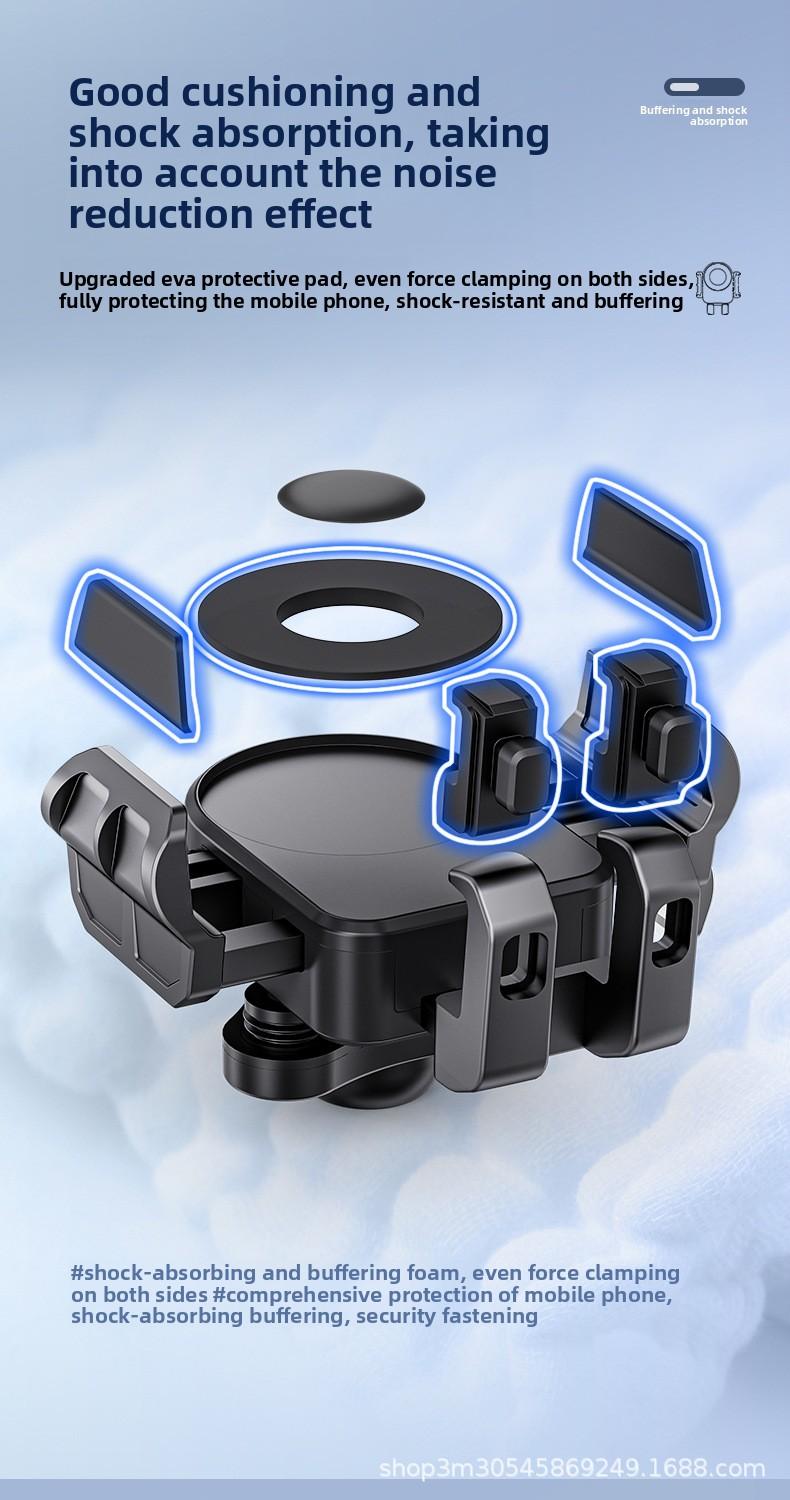 Shock Absorbing Motorcycle Phone Holder Anti-Shake Pedal Electric Scooter Delivery Rider Navigation Mount for Smartphone & Cellphone