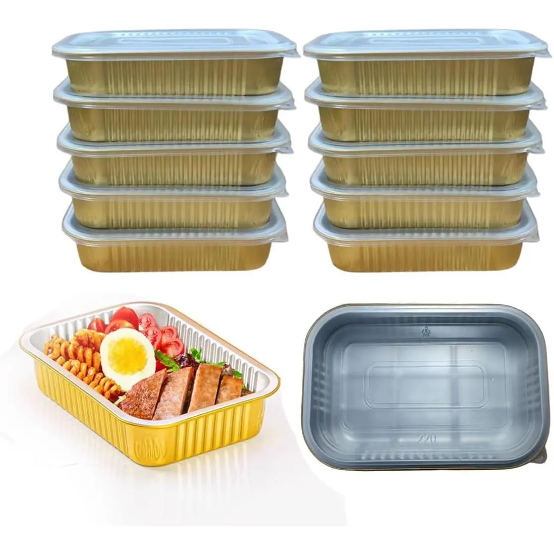 Heavy Duty Rectangular Aluminium Foil Pans (10-Pack, 2LB, 8.5"×6") - Disposable Kitchen Bakeware, Microwave & Oven Safe Takeaway Containers for Cooking, Baking