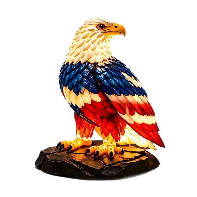 USA 250th Anniversary Patriotic Eagle Light,A Bright Desk lamp Featuring a vividly Colored Realistic Bird Statue as the Tabletop Night Light