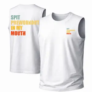 Men’s Cotton Sleeveless Tank Top with “Spit Pre-Workout in My Mouth” Graphic Print, Casual Crew Neck Muscle Shirt, Breathable Lightweight Athletic Summer Streetwear for Gym, Workout, Fitness, Beach, Vacation, Travel and Daily Wear