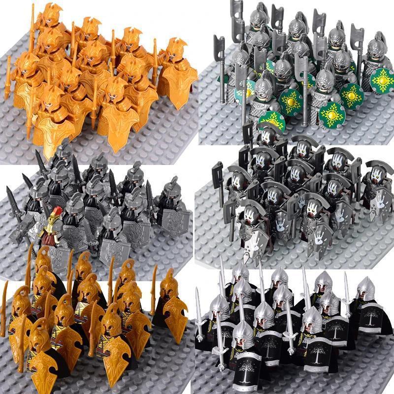 11PCS DIY Medieval Elf Soldiers Guard Mini Building Blocks Doll Assembly Building Blocks MOC Creative Children's Toys popular