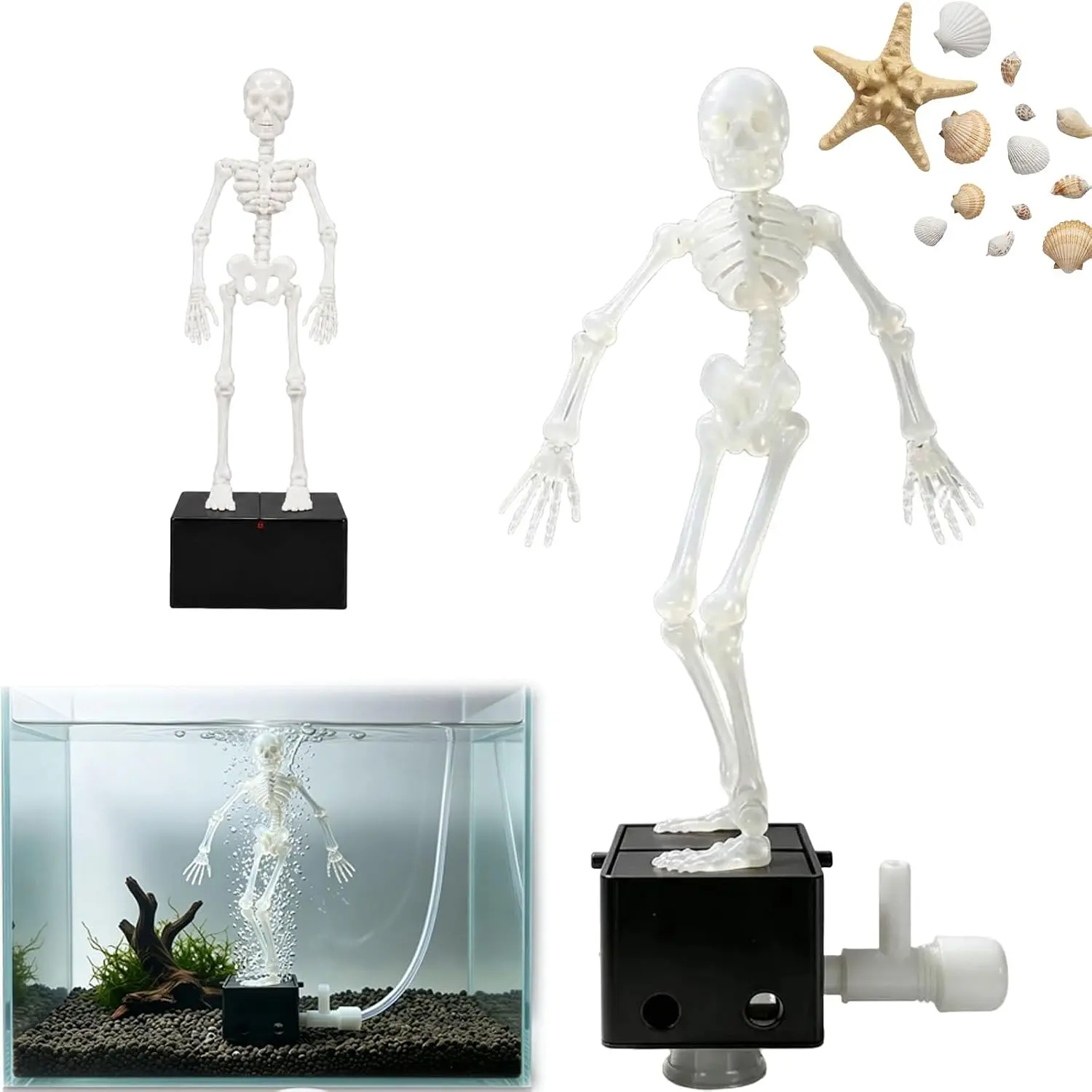 Dancing Skeleton Aquarium Bubbler - Halloween Creative Underwater Interactive Dynamic Fish Tank Ornament with Adjustable Bubbles, for All Fish Lovers