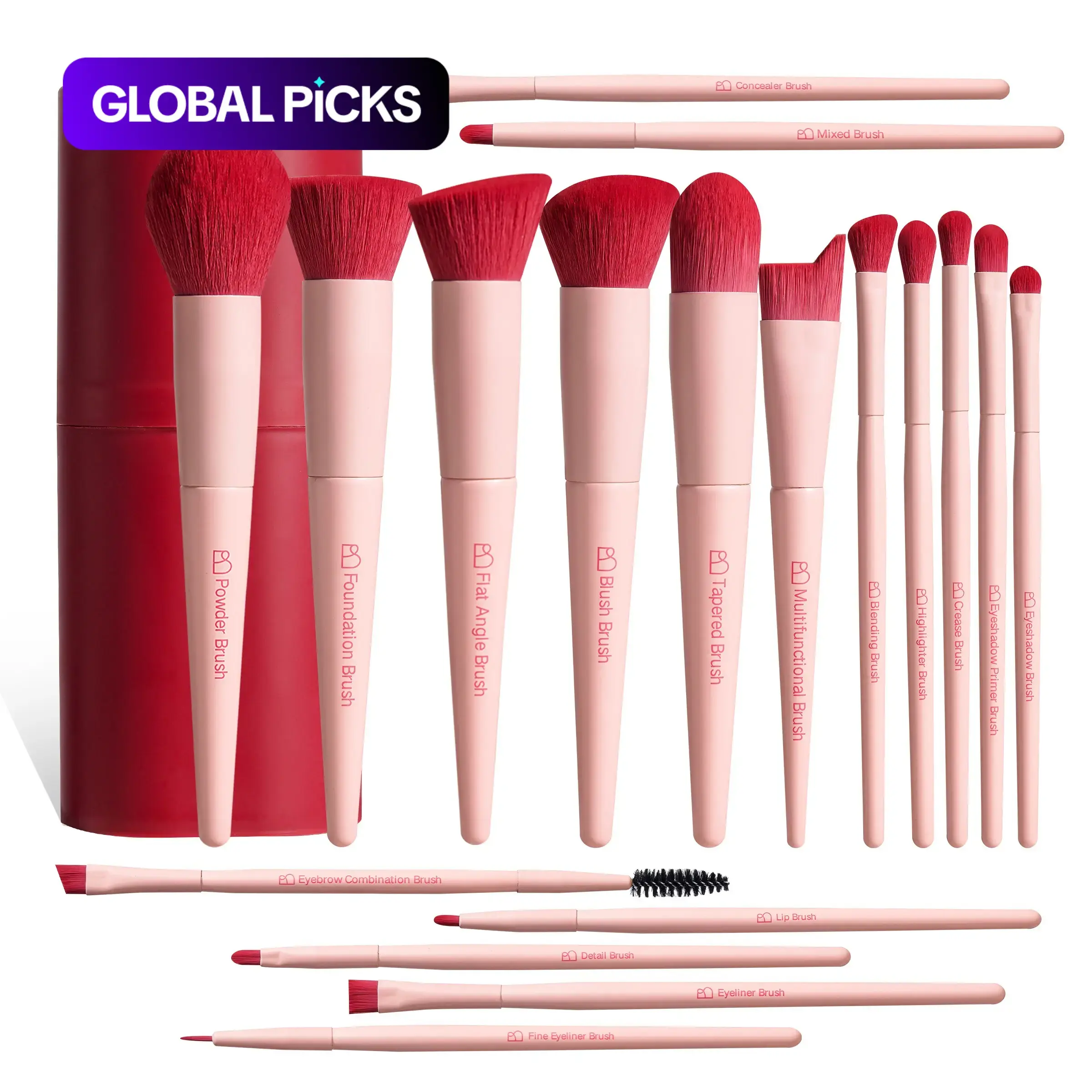 【Black Friday】18-Piece Professional Makeup Brush Set with Storage Holder, Soft Cosmetic Brushes for Foundation, Loose Powder, Blush, Concealer, and Eyeshadow, Beginner-Friendly Tools #GLOBAL PICKS
