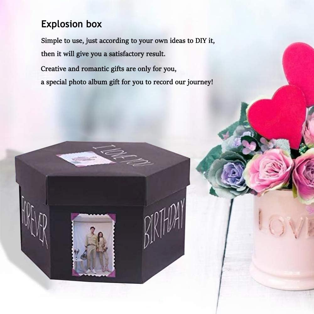 Explosion DIY  Set, Exploding Love Box for Couples, Sentimental  for Wedding, Birthday Party, Boyfriend, Girlfriend, Scrapbook Style Photo Album, Memory Box