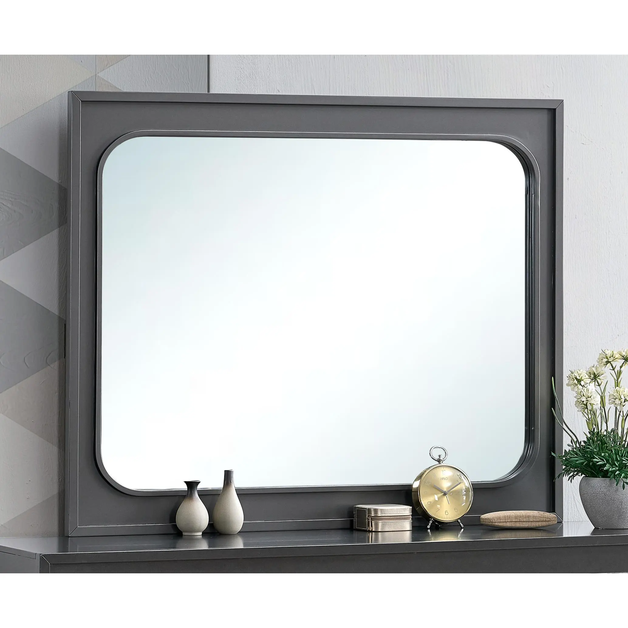 ARCH Wave Wenge Finish Wall Mounted Mirror Cabinet with Storage Shelf, Modern Bathroom Vanity Mirror Cupboard, Space-Saving Medicine Cabinet for Bathroom, Bedroom, Living Room, Entryway, Compact Organizer, Home Furniture and Household Product
