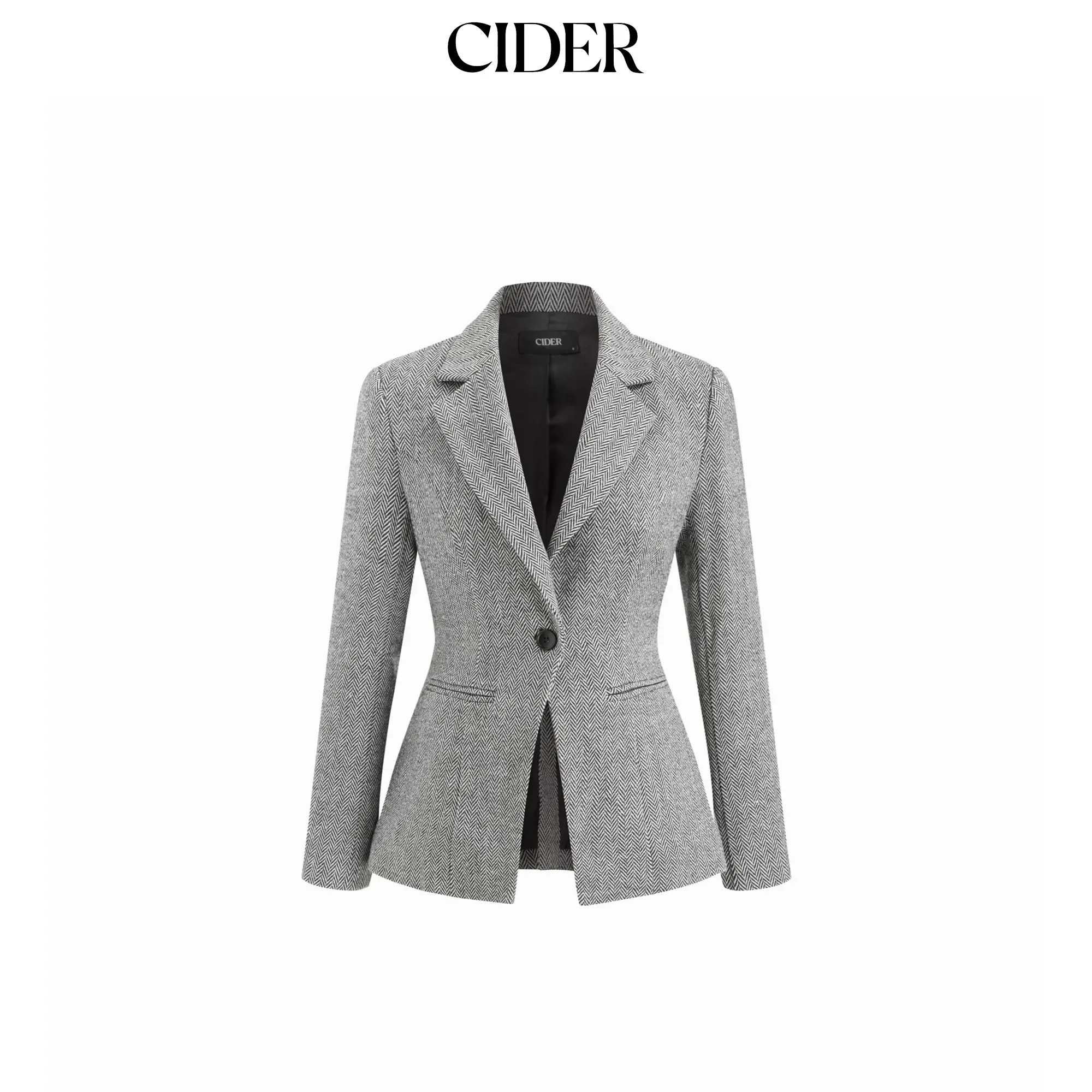 Cider Notched Collar Tie Back Split Button Blazer SohoChic