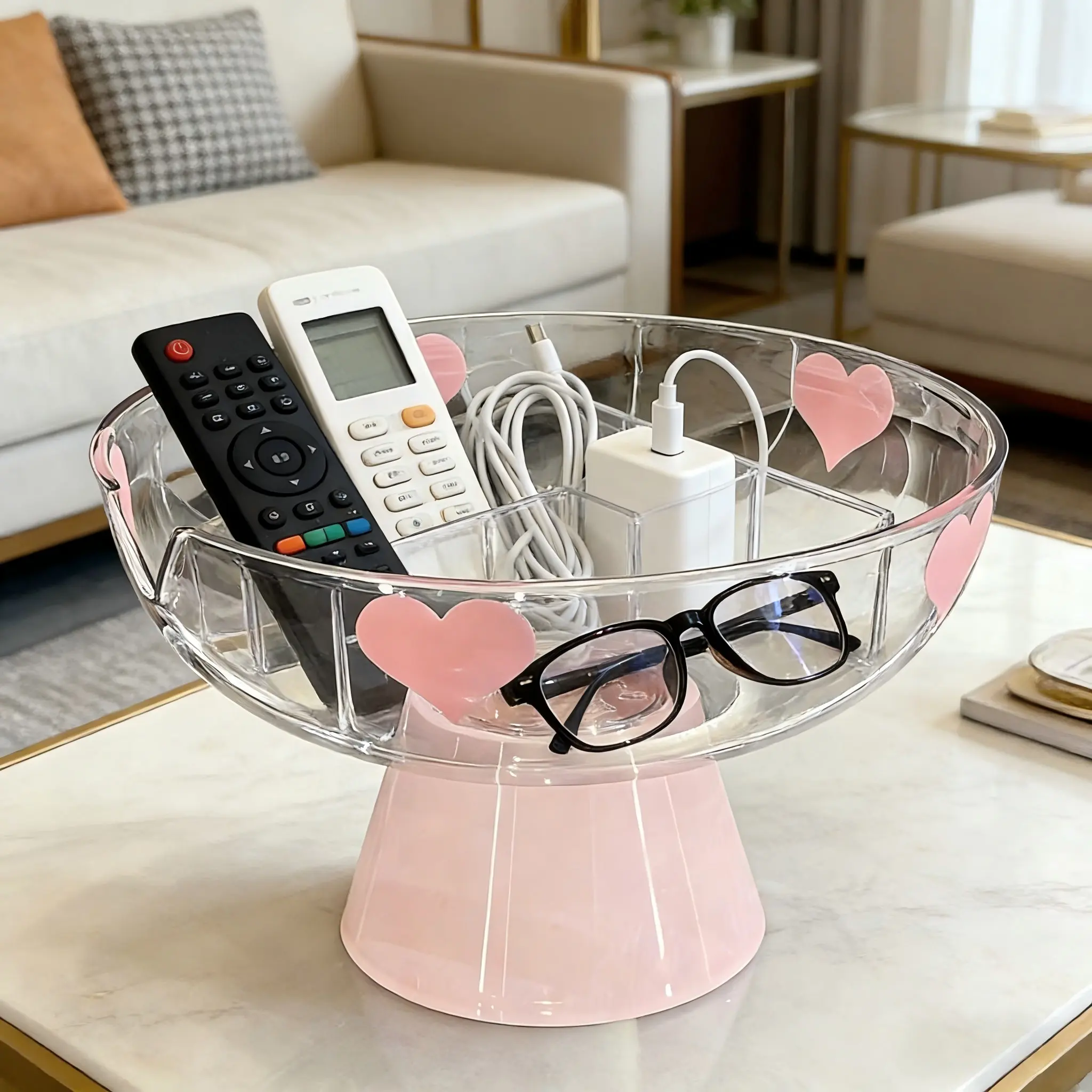 Heart-Shaped Luxury Fruit Tray, High-End Desktop Storage Dish, Creative High-Aesthetic Fruit Bowl, Large Capacity Snack Tray