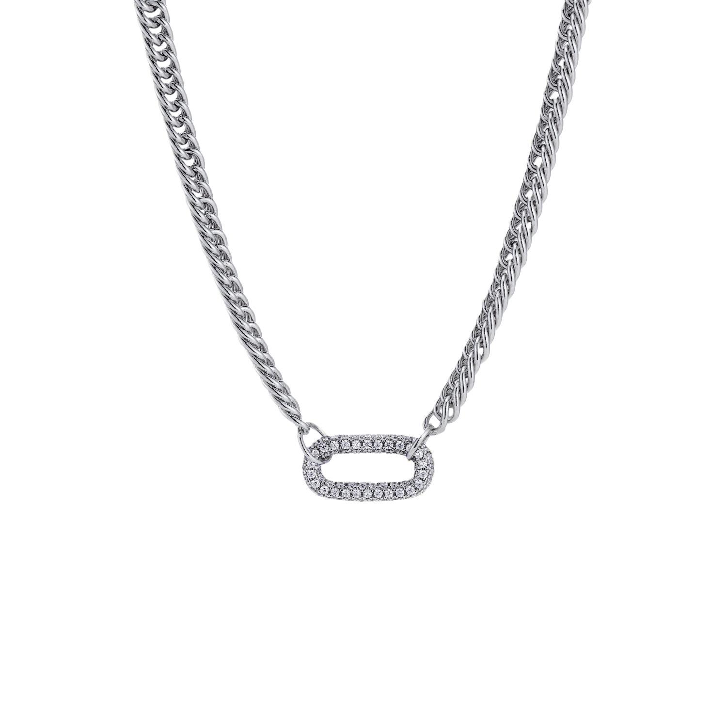 Zirconia Cross Pendant Necklace on Cuban Chain: 16" Unisex Jewelry, Valentine's Day Gift with Zircon Clasp