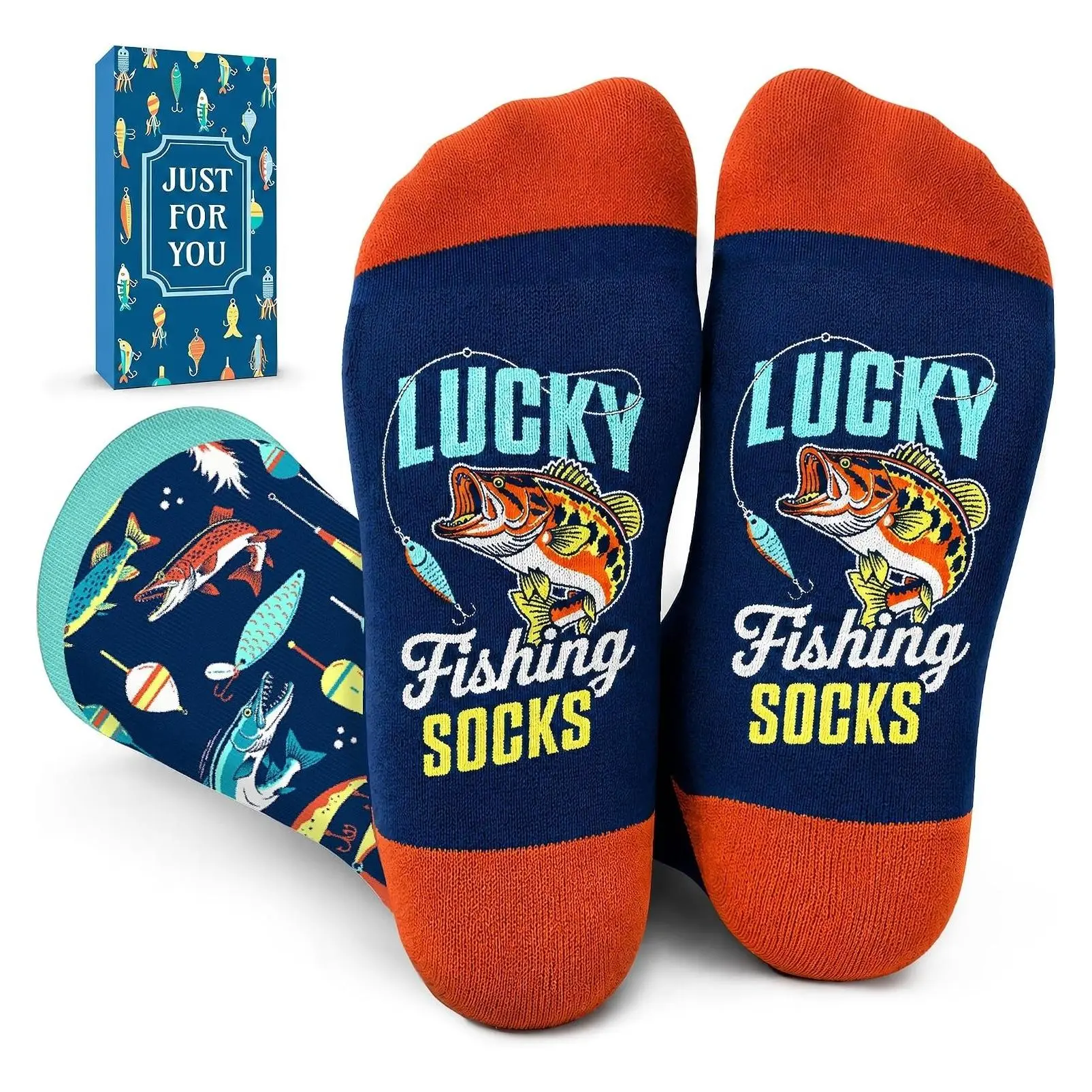 Funny Hunting and Fishing Socks for Men - Christmas Stocking Stuffers Gifts for Hunters, Fisherman, Dad, GrandpaGift
