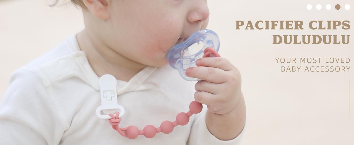 5-Pack Silicone Pacifier Clip, One-Piece Silicone Pacifier Holder Clip for Boys & Baby Girl Binky Clips Rust-Free Holders Unisex Newborns Shower Birthday Gifts (Blue)