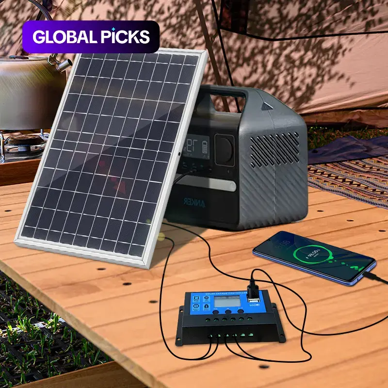 Portable Solar Panel with Controller, 1 Set 10W Solar Panel Charger, Outdoor Solar Panel Kit for Mobile Power, Camping, Hiking, Car, Boat, Phone, Monitoring, Outdoor Solar Devices, Solar Panels for Camping #GLOBAL PICKS