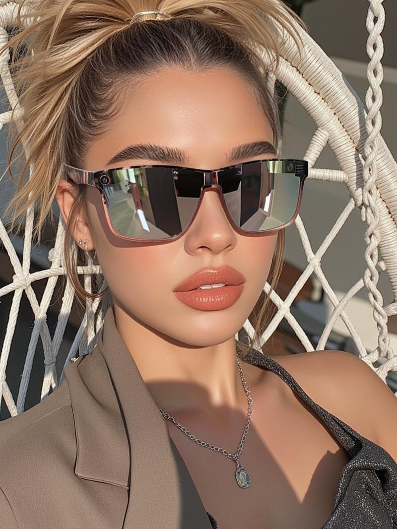 Unisex Y2K simple style solid color sunglasses, fashionable and casual UV protection sunglasses, suitable  daily use, fashion accessories  outdoor activities Square Lightweight Polarized Sports Trendy Oval Small Frame Sunglasses shades for men on Aviator