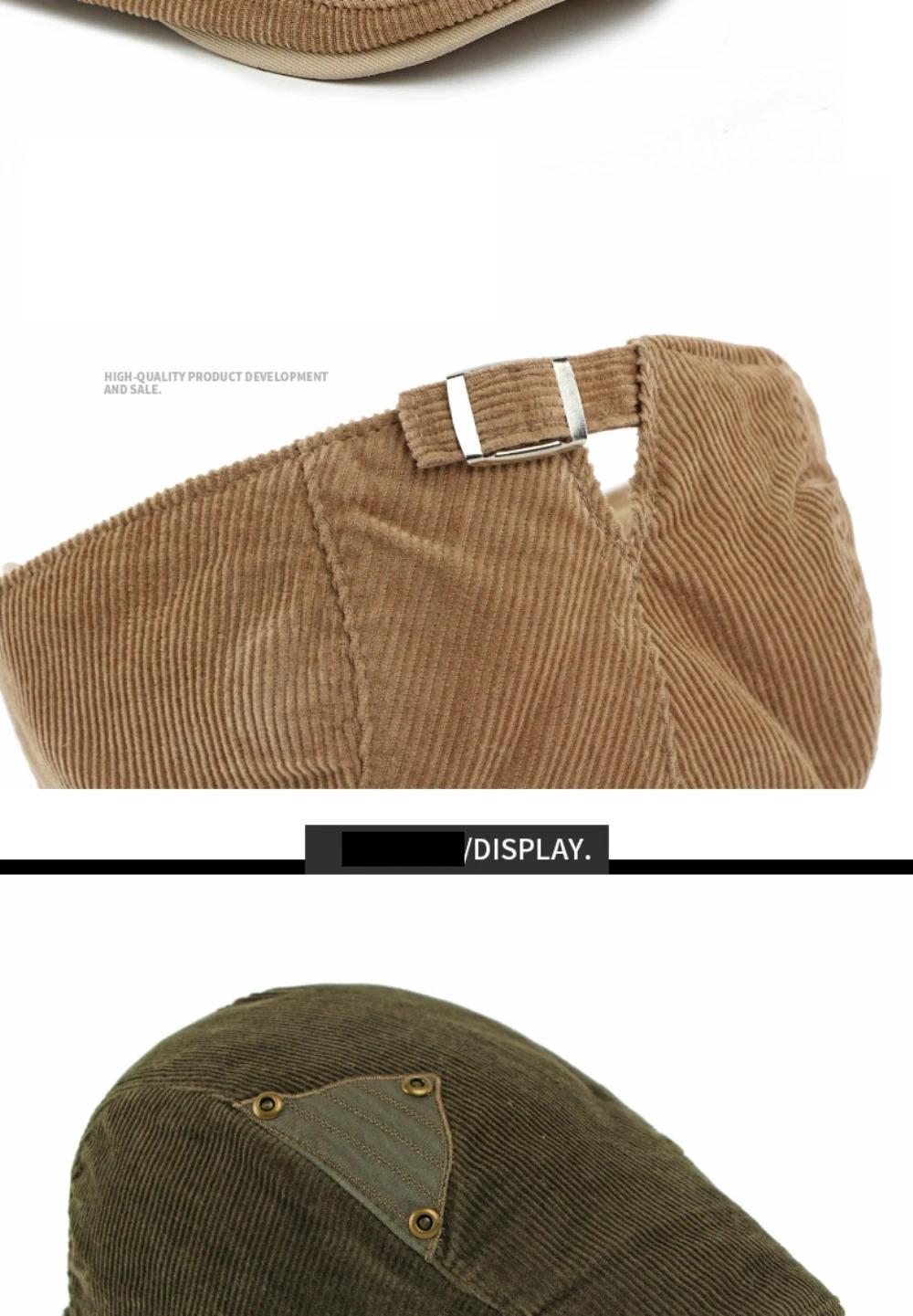 HT4977 Berets Autumn Winter Caps for Men Women Artist Painter Corduroy Beret Hat Male Female Ivy Flat Cap Adjustable Beret Caps