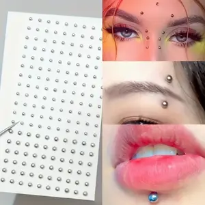 2 Piece Set Non-Piercing Lip Studs, Self-Adhesive Waterproof Reusable Fake Piercings, Punk Acrylic Rhinestones, Stage Makeup Accessories