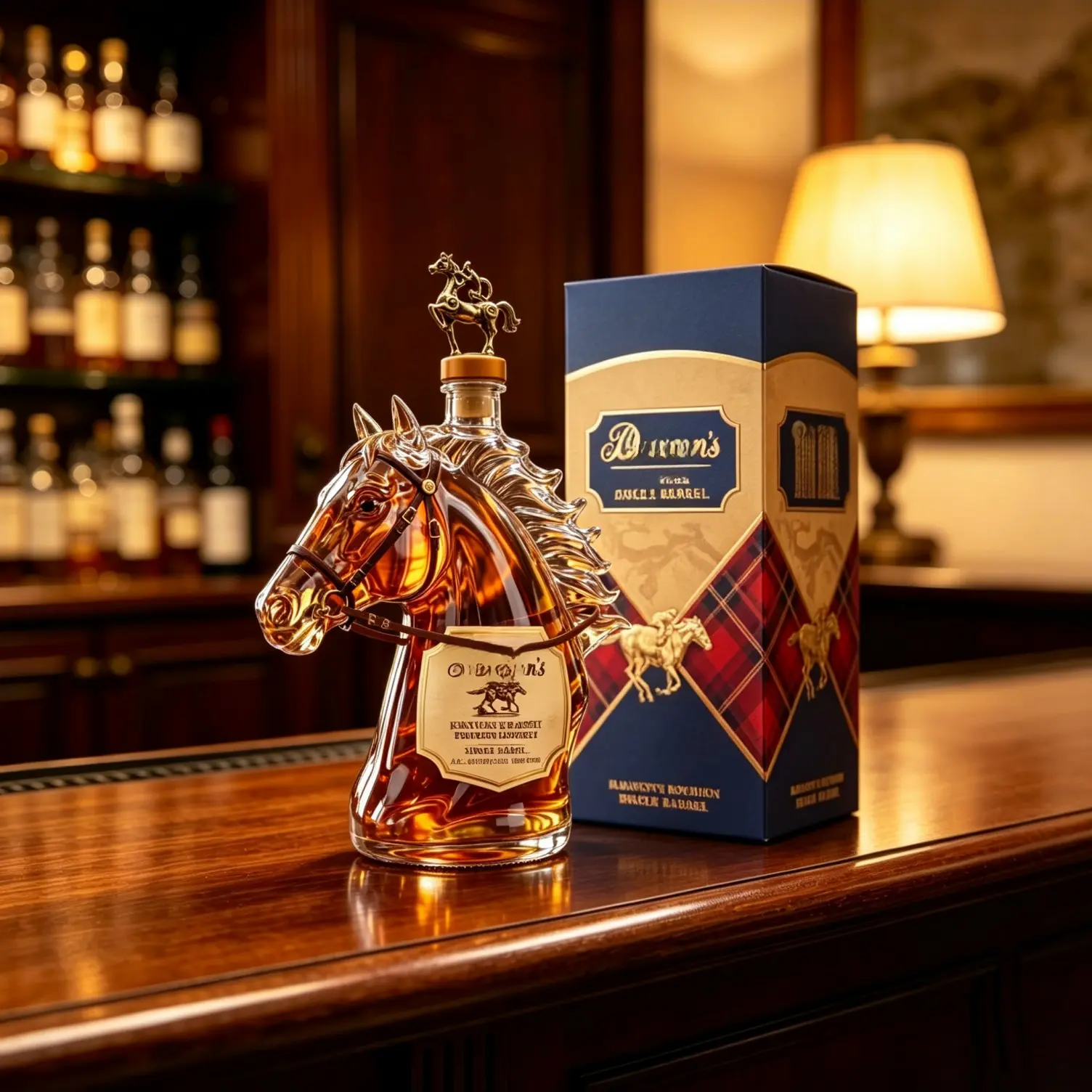 Artisan Crafted Horse Shaped Glass Liquor Bottle 350ML, Food Safe High Temp Resistant Borosilicate Vessel, Ideal Gift for Whiskey Enthusiasts