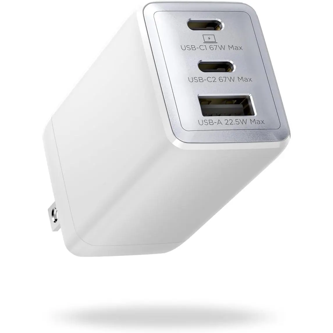 67W USB C Charger, 3-Port GaN   Block with Foldable Plug, Compatible with MacBook Pro/Air, iPad Pro,  16/15/Pro, Galaxy S25/S24, Note20, Pixel,  Watch, (White)