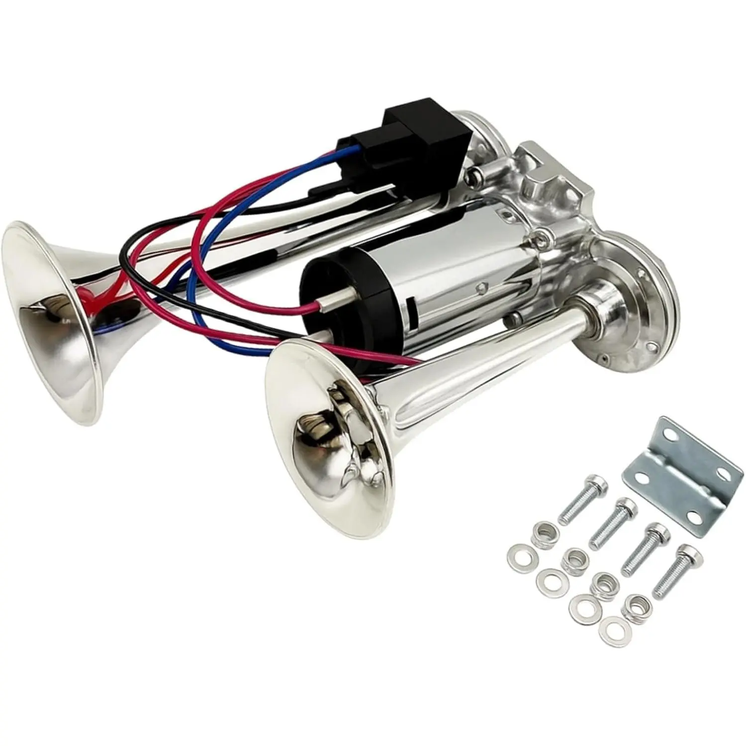 600DB Air Horn Kit Super Loud with Air Compressor, Train Horn Loud Dual Trumpets for Motorcycle Car Truck SUVs Pickups Boats, Upgraded Universal Air Horns for Any 12V Vehicles Sliver