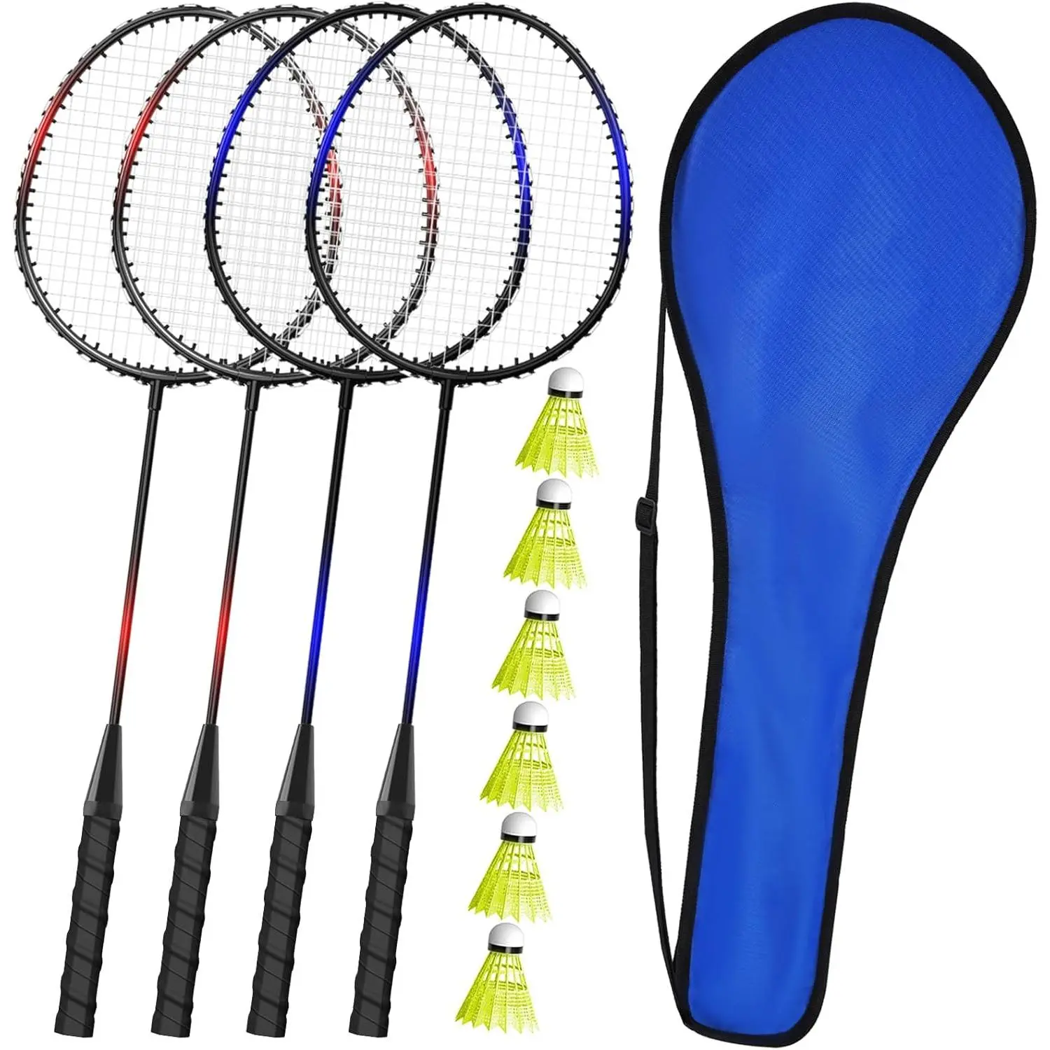 Badminton Rackets Set of 2 4 6 for Adults Kids,Beach Lawn Backyard Game Outdoor Sports,Racquets,Shuttlecocks & Carry Bag Included