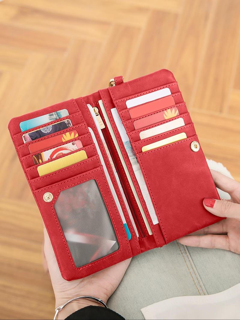 Women's Solid Color Long Large Capacity Zipper Wallet with Card Slot, Casual Trendy Versatile High-quality Daily Wallet, Girl Fashionable Shopping Wallet, Purse, Ladies Wallet, Durable Fashion Wallet, Zipper Card Holder