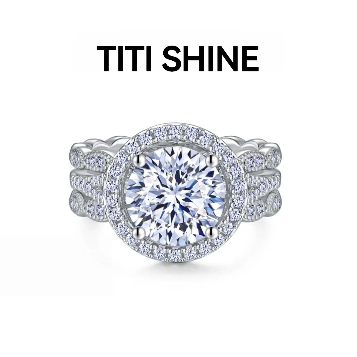 TITISHINE 1.5/3 CT Moissanite Ring Enhancer Set for Women 81-Facet Cut Lab-Created 18K White Gold Plated Wedding Engagement Gift for Her#Summervibes Marriage Ring tiktokshopbacktoschool