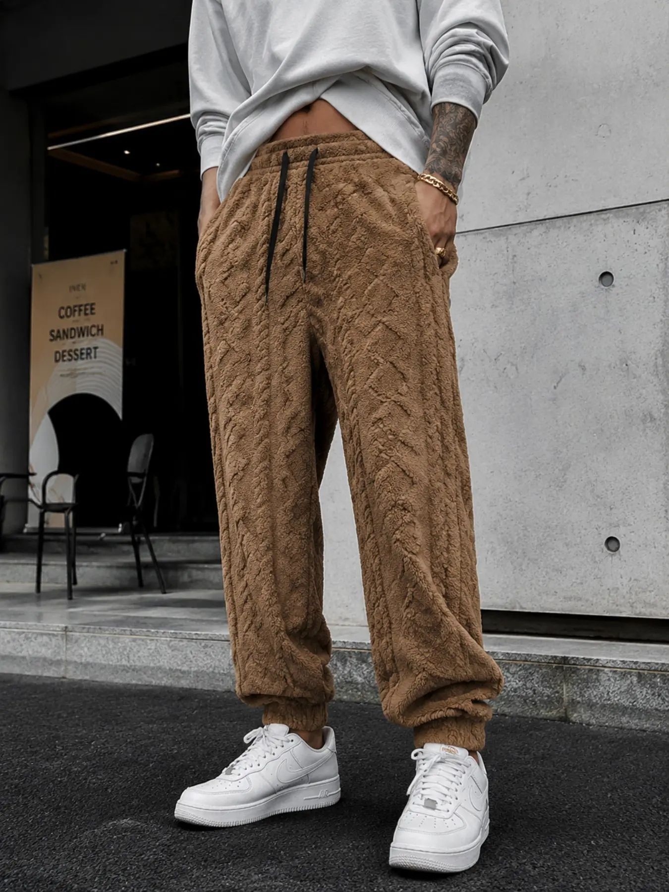 Men's Thick Sheepskin Fleece Casual Pants, Fall Winter Warm Ankle Long Pants, Loose Home Sports Pants, Comfortable and Cozy