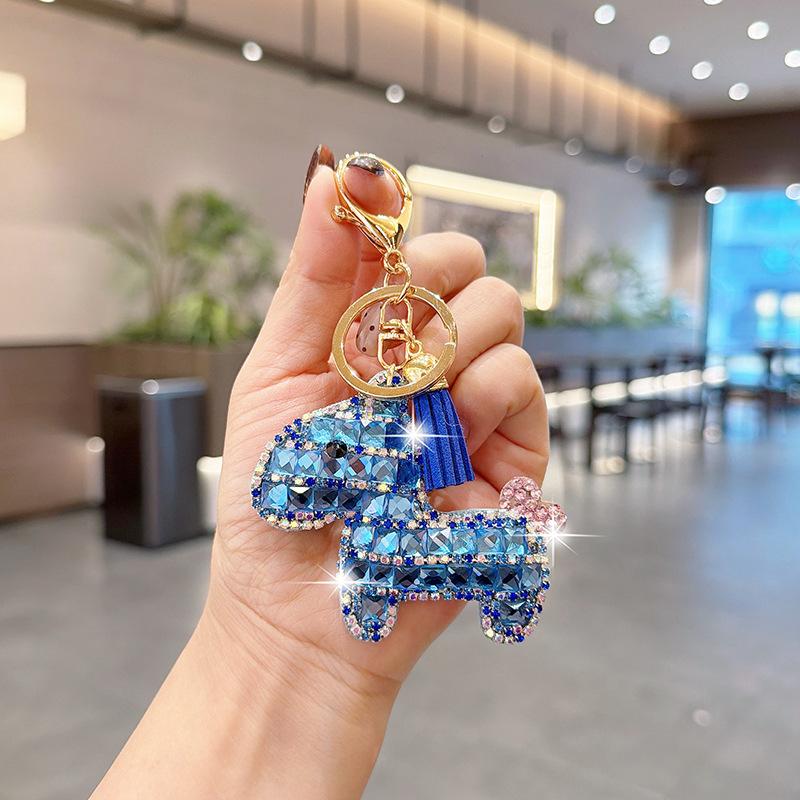 Bling Bling Pony Keychain with Tassel, Creative Rhinestone Horse Car Key Ring, Fashion Cute Cartoon Bag Charm Accessory Bling Bling Pony Keychain with Tassel, Creative Rhinestone Horse Car Key Ring, Fashion Cute Cartoon Bag Charm Accessory
