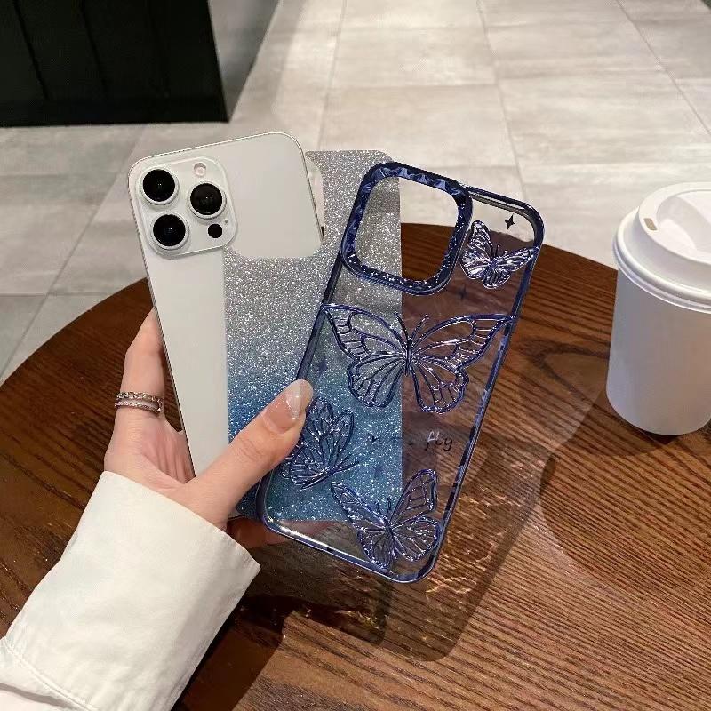 Butterfly Pattern Phone Case, Cellphone Casing, Rhinestone Decor Phone Protective Cover, Protector, Phone Accessory Compatible with Smartphone iPhone 16 Pro Max 15 14 13 12 11