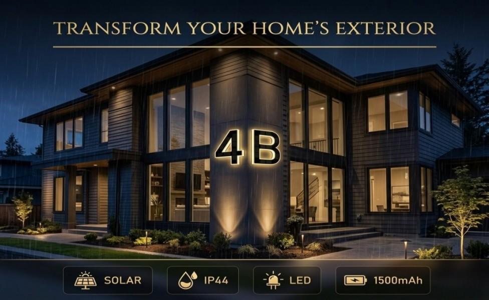 Solar Lighted House Numbers 9 Inch Waterproof LED Address Signs for Outside Modern House Numbers with Large Personalization Options,Decorate your door number, DIY personalisation.Modern Farmhouse Illuminated Sign Light