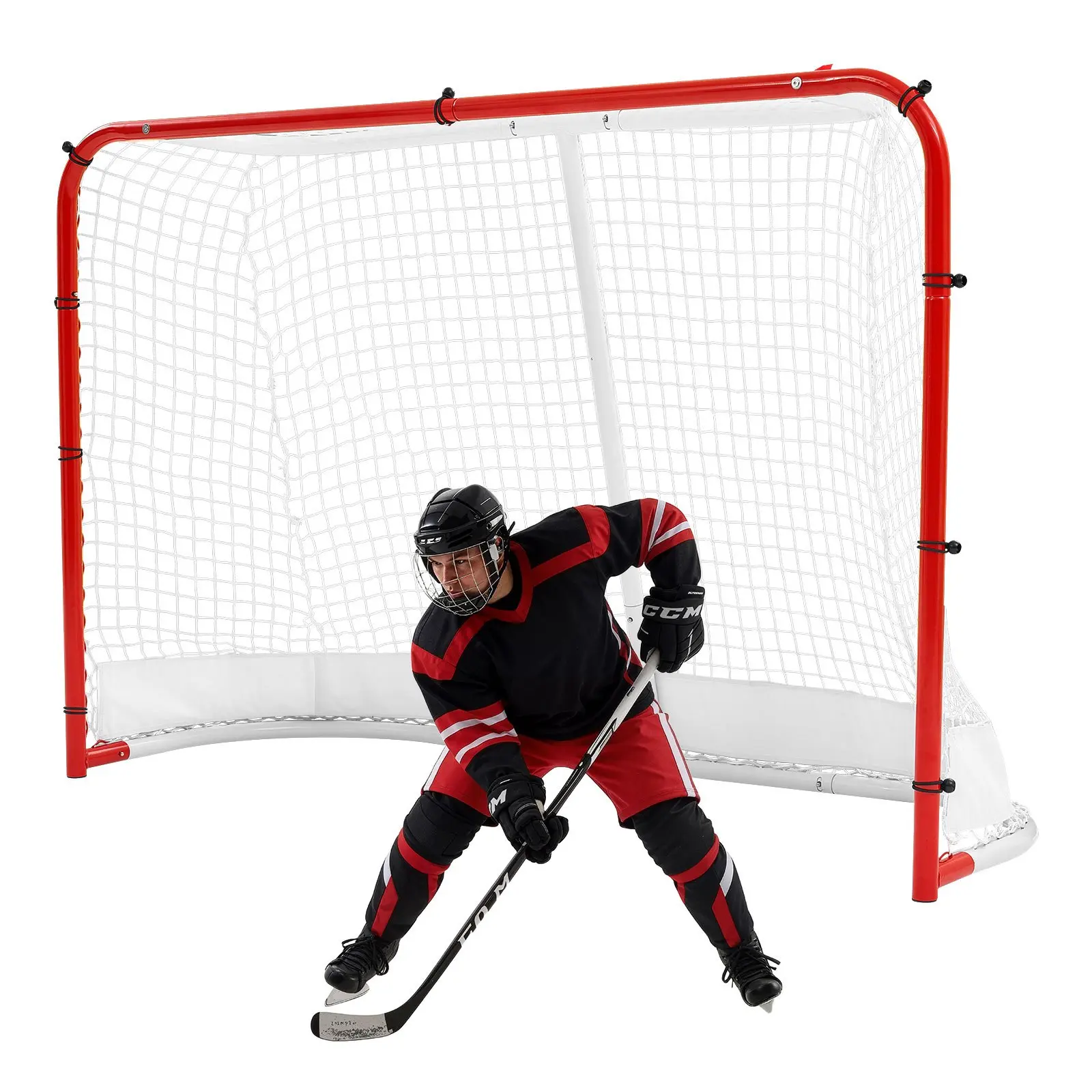 VEVOR Street Hockey Goal, Heavy-Duty Steel Street + Roller Hockey Nets, Durable Hockey Net for Indoor Outdoor Use, Lightweight Portable Training, Easy Assembly for Backyard Park Garage, 72 x 48 in