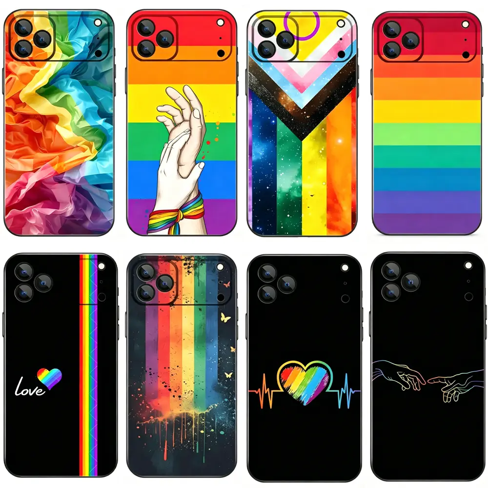 L-Lesbian LGBT Rainbow Pride Smartphone Case - Soft, Black, Anti-Drop, Durable, Eco-Friendly Contemporary Art Mobile Phone Accessory for iPhone 17 Air, 16 Pro Max, 15, 14 Plus, 13, 12, 11, Accessories