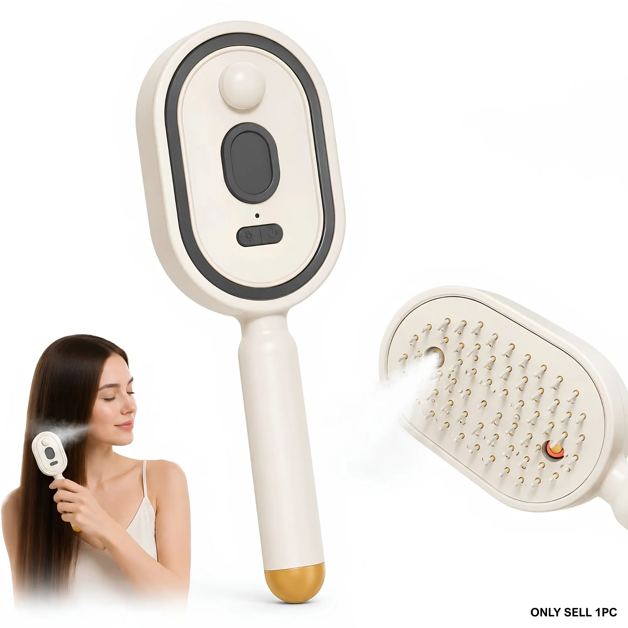 2026 New Three-In-One Electric Spray Cushion Massage Comb, Rechargeable Hydrating Spray Hair Brush, Anti-Static Smooth Hair Steam Comb, Smoothing Brush, Repair Frizzy Hair, Nourish Scalp, Anti Static Hairbrush