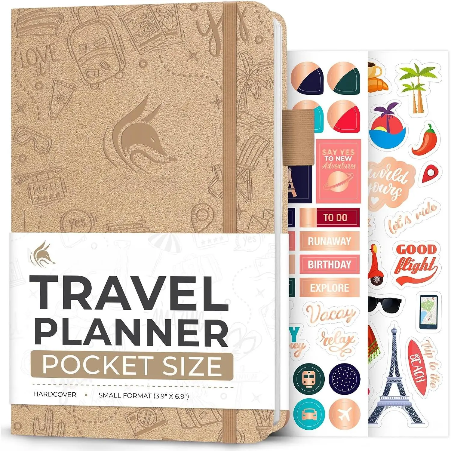 Travel Journal,  Planner Organizer 3.7”x6.7” Sandstone | Trip itinerary planning notebook for women & men, international, cruise & world diary with packing list,  for travelers
